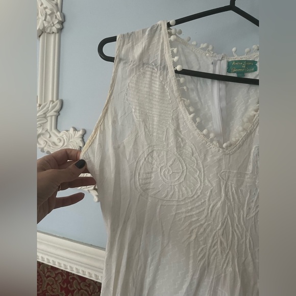 Embroidered with Seashells, Tassels White Maxi Dress 100% Cotton - Picture 4 of 9